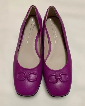 ecco 아니네 스퀘어 발레 슈즈 가죽 퍼플