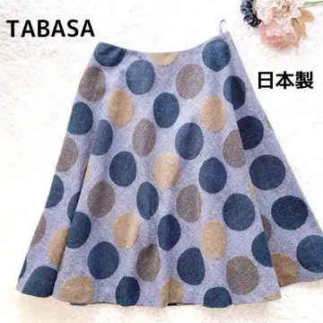 TABASA 타바사 도트 무늬 플레어 스커트 A라인 울 혼방 컬러풀 M