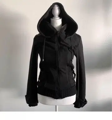 블랙 후드 부착 후드 맨투맨 y2k