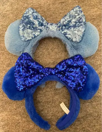 디즈니 머리띠 복슬복슬 스팽글 다크 블루 탁한 블루 보아