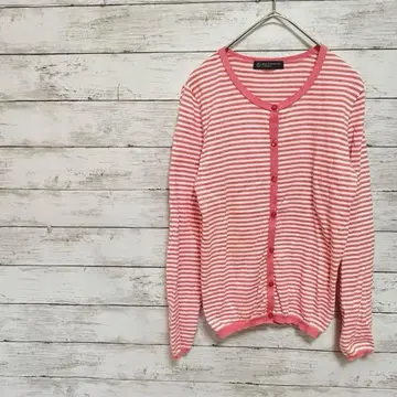 [ BEAUTY&YOUTH ] 가디건 보더 핑크 긴팔 얇은 소재