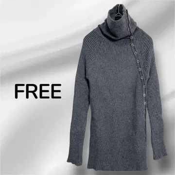 여성용 하이넥 깔끔한 타이트 롱 슬리브 한쪽 버튼 디자인 그레이