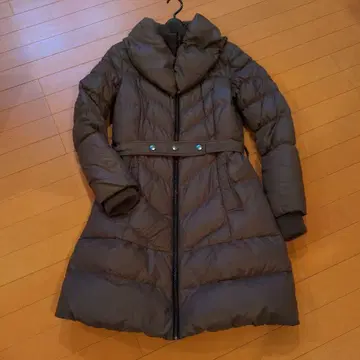 가치 있는 GAUDI 브라운 다운 자켓 후드 부착