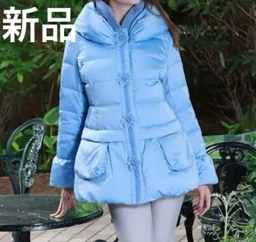 [ 새상품 ] 슈퍼뷰티 에코퍼 옷깃 꽃 모티브 다운 코트 42