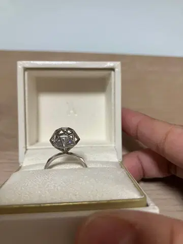 실버 다면체 컷 반지