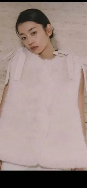 bibiy 베스트 퍼 베스트 리본 아이보리 비비이 정품 새상품급