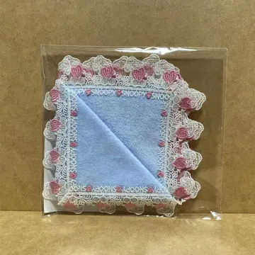 라이트 블루 스누피 긴자와 레이스 손수건