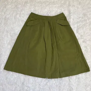 GEORGES RECH 플레어 스커트 L 린넨 카키 이토킨
