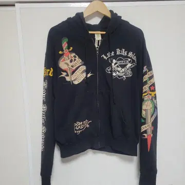Ed Hardy 스컬 그래픽 후드티 M 블랙