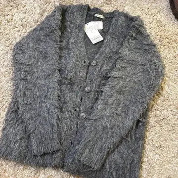 택 포함 새상품! OLIVE des OLIVE 샤기 롱 가디건 그레이