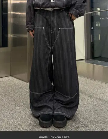 sedacle 스트라이프 스티치 더블니 슬랙스 S