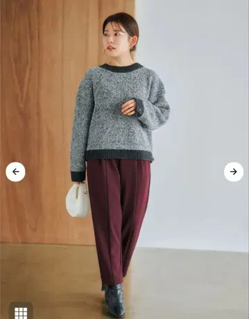 코히나 시착만 한 상품 버건디 턱 들어간 하이웨스트 팬츠