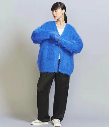 BEAUTY&YOUTH 샤기 자카드 V넥 가디건