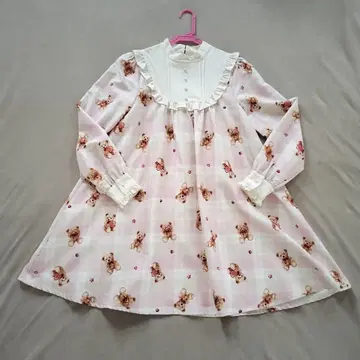 ank rouge 체크 x 곰 요크 절개 원피스