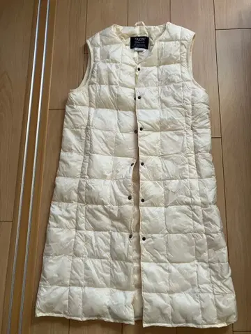 미사용 TAION 롱 다운 베스트 L 크림