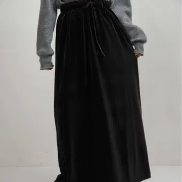 lawgy 브러쉬드 리본 타이트 스커트 블랙