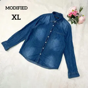 모디파이드 데님 셔츠 XL 블루 긴팔 가슴 포켓 캐주얼 061