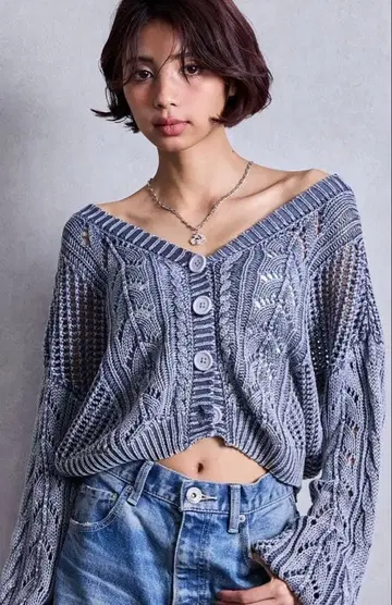 GYDA 2way 메쉬 블리치 니트탑