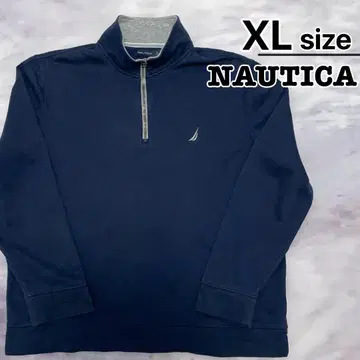 NAUTICA 하프 지퍼 맨투맨 XL 네이비 원 포인트 로고 구제 의류