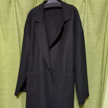 블랙 체스터 코트 허리 리본 포함