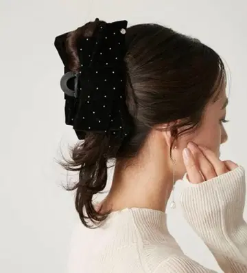 FRAY I.D 리본 헤어 클립 블랙