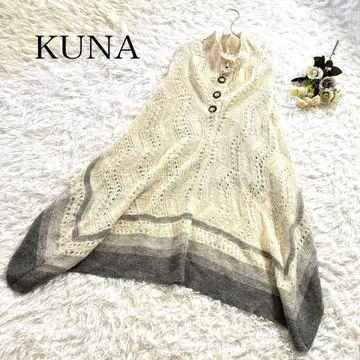 택 포함 KUNA 쿠나 판초 케이프 알파카 화이트 루즈핏