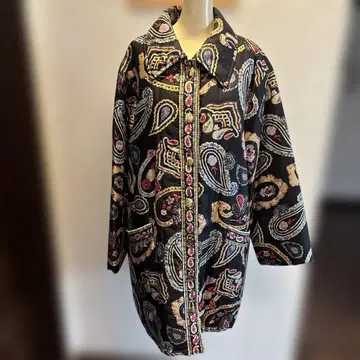 레오나르 페이즐리 무늬 따뜻한 가벼운 코트