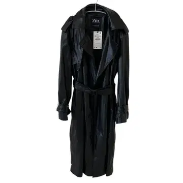 새상품급 ZARA 블랙 트렌치코트 M 가죽 자라 가죽 자켓