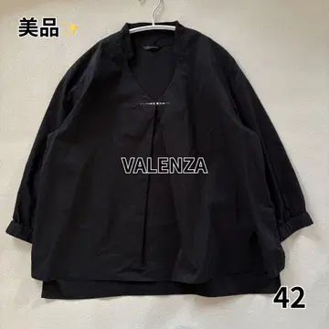 새상품급 VALENZA 발렌자 노카라 셔츠 블랙 비쥬 42 7부 소매