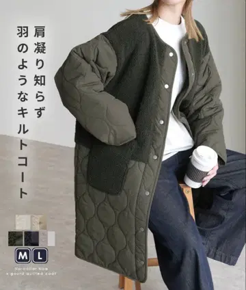 노카라 보아 x 박쥐퀼트 코트 카키