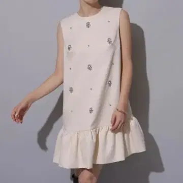 Rirandture 비쥬 미니 원피스 드레스 포멀 화이트