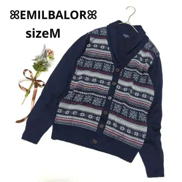 1026 에밀 바롤 노르딕 무늬 긴팔 가디건 [ M ] 네이비 울 혼방