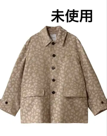 미사용 CLANE 린넨 레오파드 자켓 베이지