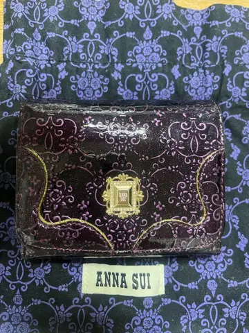 안나수이 퍼플 꽃무늬 접이식 지갑