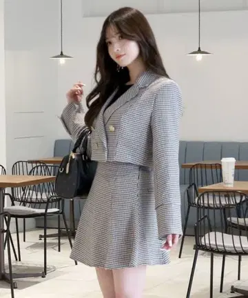 체크 무늬 셋업 스커트 로얄 파티