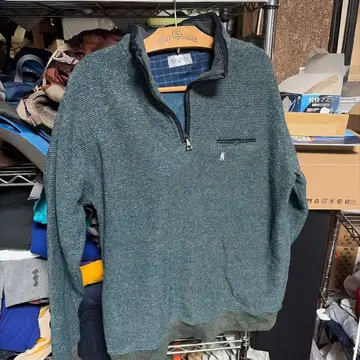 다크 그린 집업 니트 LL