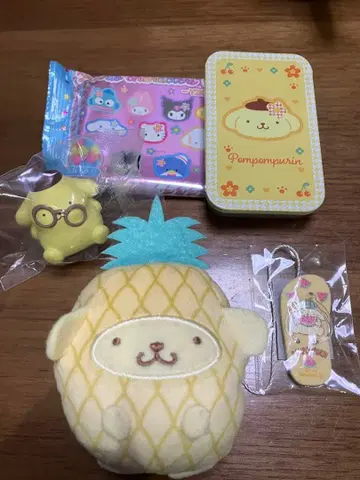 폼폼푸딩 캐릭터 굿즈 세트 안경 쓴 봉제 인형 마스코트