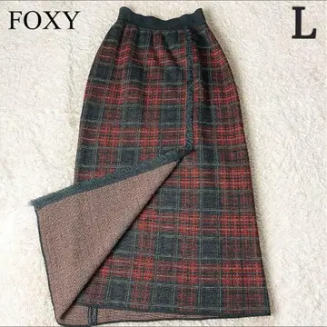 20 폭시 롱 스커트 빅 사이즈 체크 올 패턴 레드 40 L