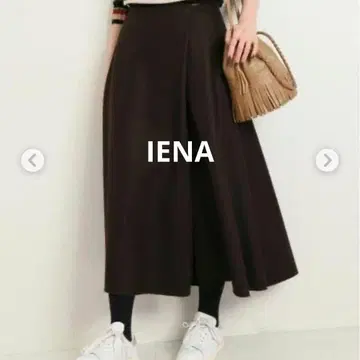 IENA 이에나 하드 압축 울 100% 플레어 스커트 34 다크 브라운