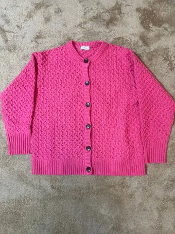 SHIPS any 허니콤 로우게이지 니트 가디건 핑크