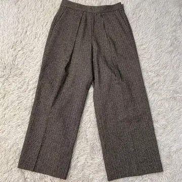 일본제 IENA 울 와이드 팬츠 헤링본 무늬 실크 혼방 센터라인