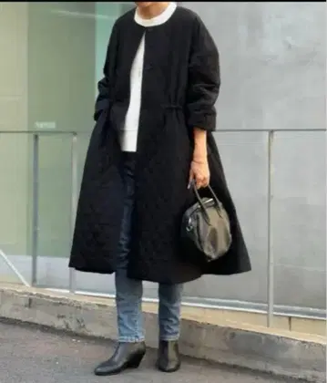 [새상품급] 블랙 퀼팅 롱 자켓