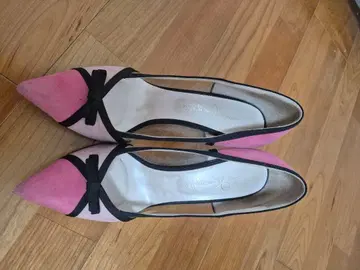 핑크/블랙 스웨이드 하이힐 25.5cm