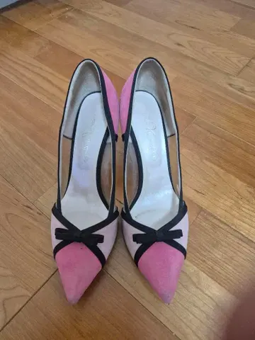 핑크/블랙 스웨이드 하이힐 25.5cm