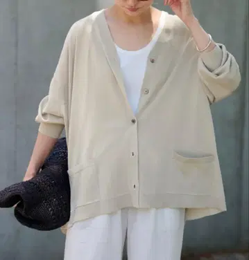 2024 FRAMeWORK CO/Ace 와이드V넥 가디건 베이지