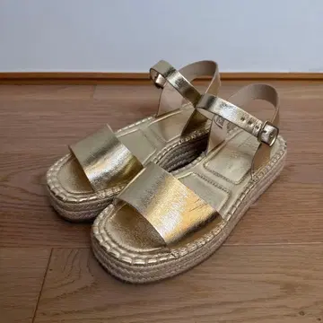 [ ZARA ] 골드 스트랩 에스파드리유 샌들 36