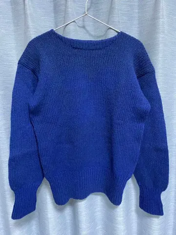 레터드 니트 빈티지 스웨터 블루