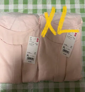 유니클로 코튼 프론트 오픈 U넥 T셔츠 8부 소매 XL 사이즈 2장 세트