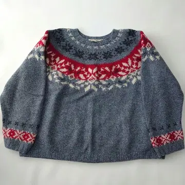 90s 에디 바우어 화이트 택 노르딕 무늬 스웨터