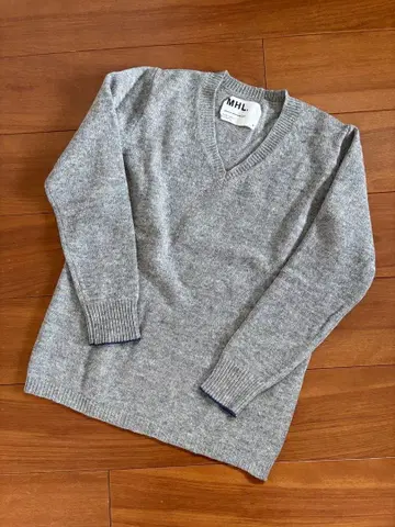 MHL. 마가렛호웰 V넥 니트 울 100% 소매 바이컬러 2
